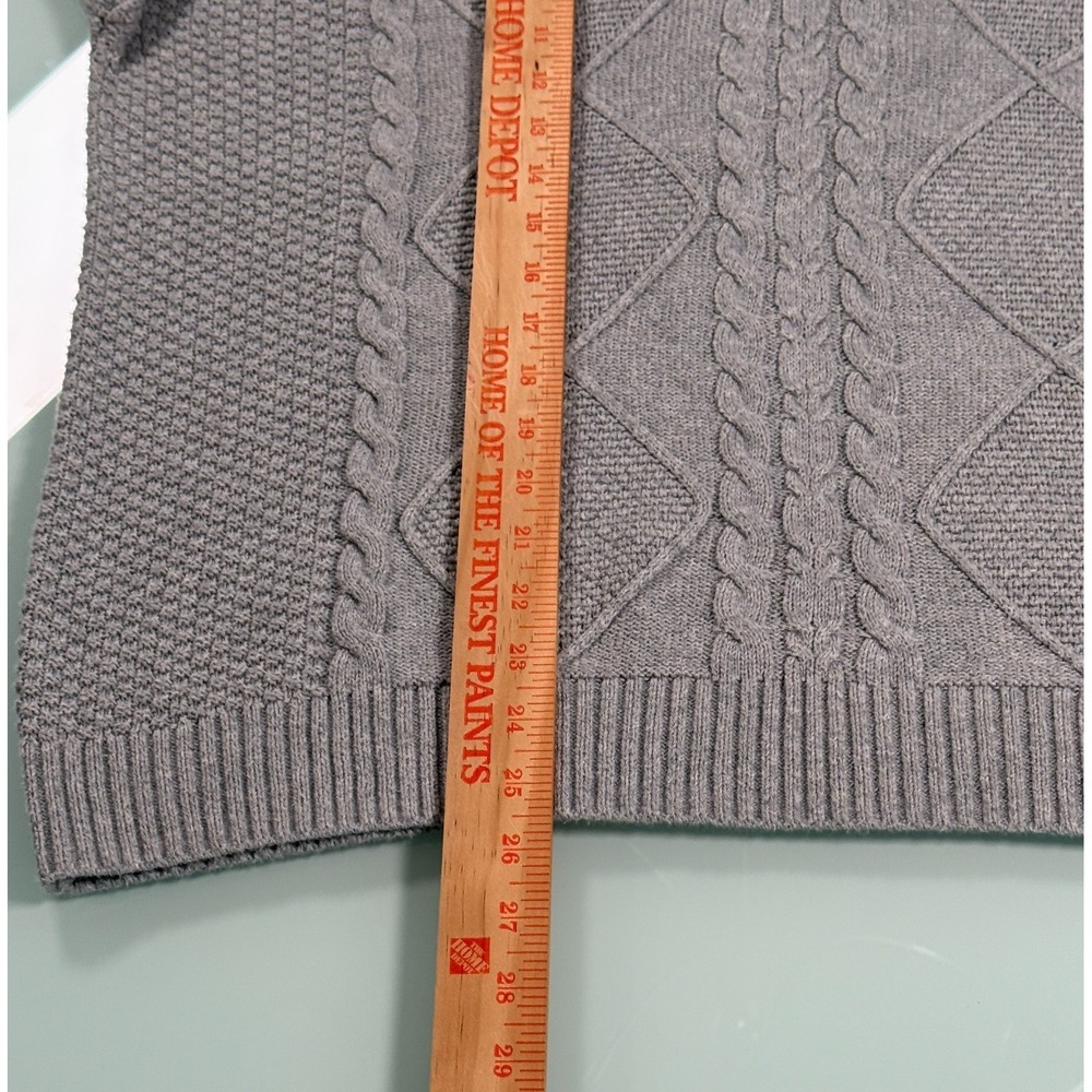 Hollister Cable Knit Pullover Sweater Womens L Gray V-Neck Casual CozyCore - Picture 14 of 16